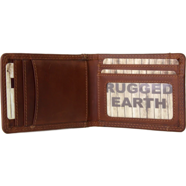 Rugged Earth Men's Leather Fold Over Wallet - Brown - Image 3