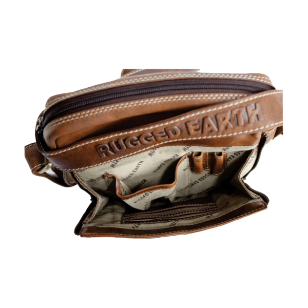 Rugged Earth Leather Bag w/Top Zipper - Image 3