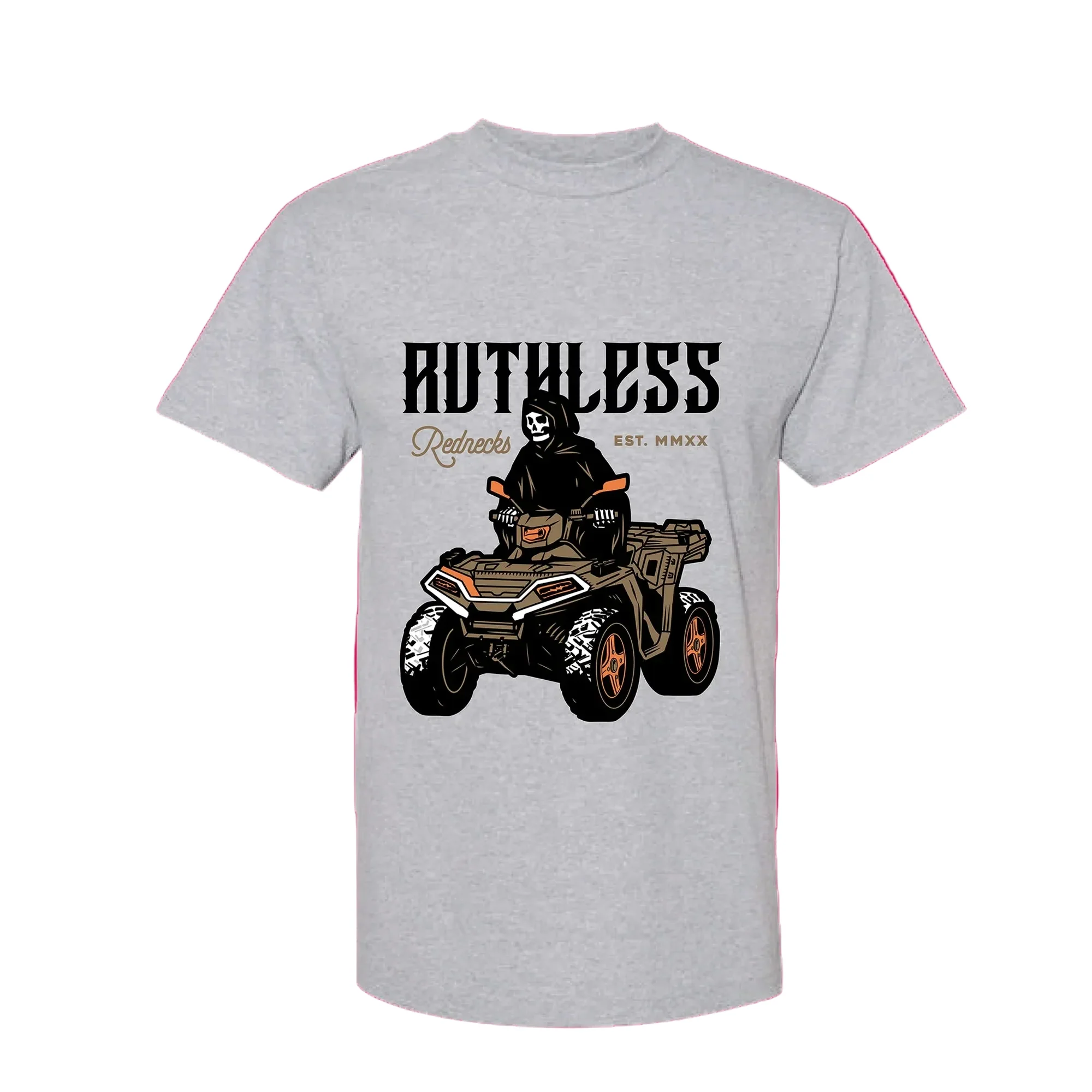 Ruthless Rednecks Grim Ripper Short Sleeve Tee Shirt - Ash Grey