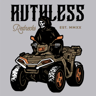 Ruthless Rednecks Grim Ripper Short Sleeve Tee Shirt - Ash Grey - Image 2