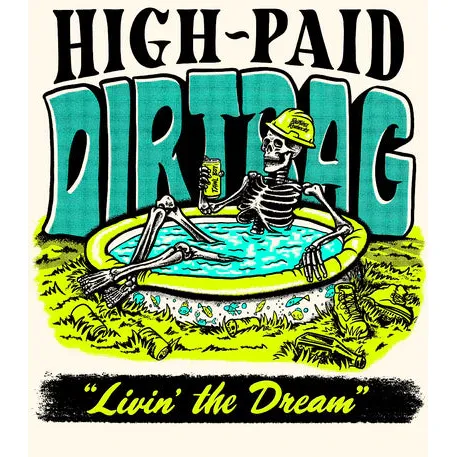 Ruthless Rednecks High Paid Dirtbag Days Off Short Sleeve Tee Shirt - Cream - Image 2