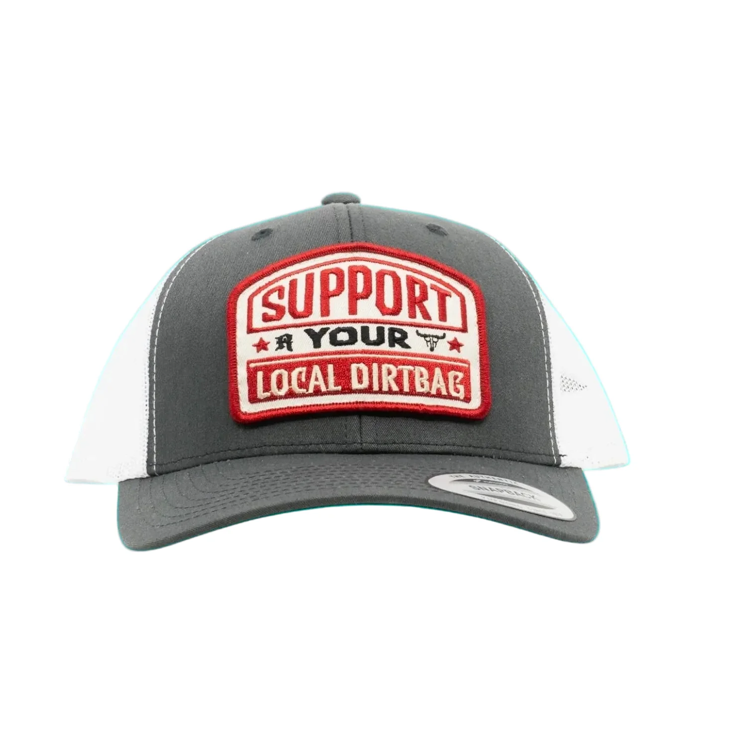 Ruthless Rednecks Support Your Local Dirtbag Curved Brim Hat - Charcoal/White