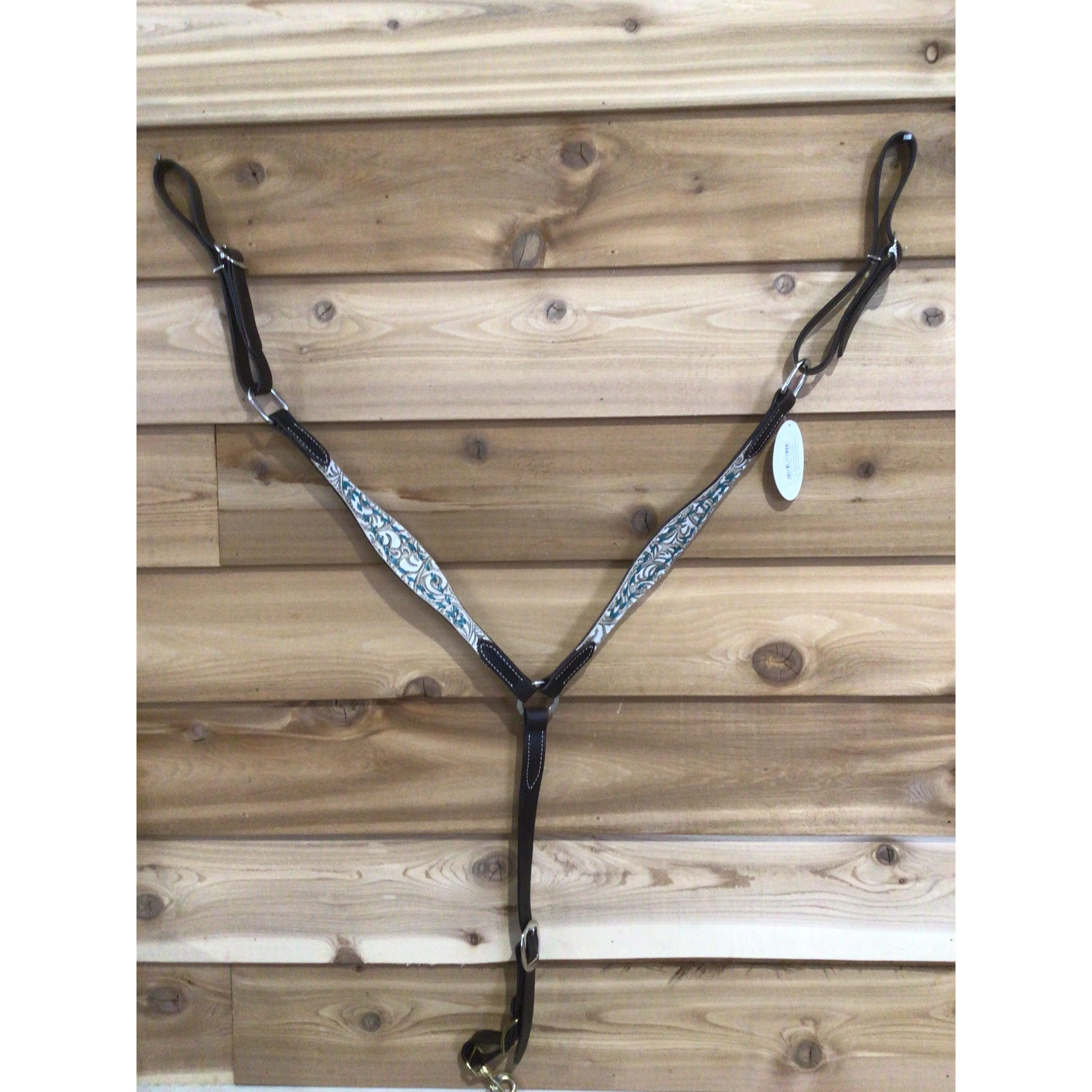 San Saba Equine Chocolate Shaped Floral Buckstich Breastcollar - Image 2