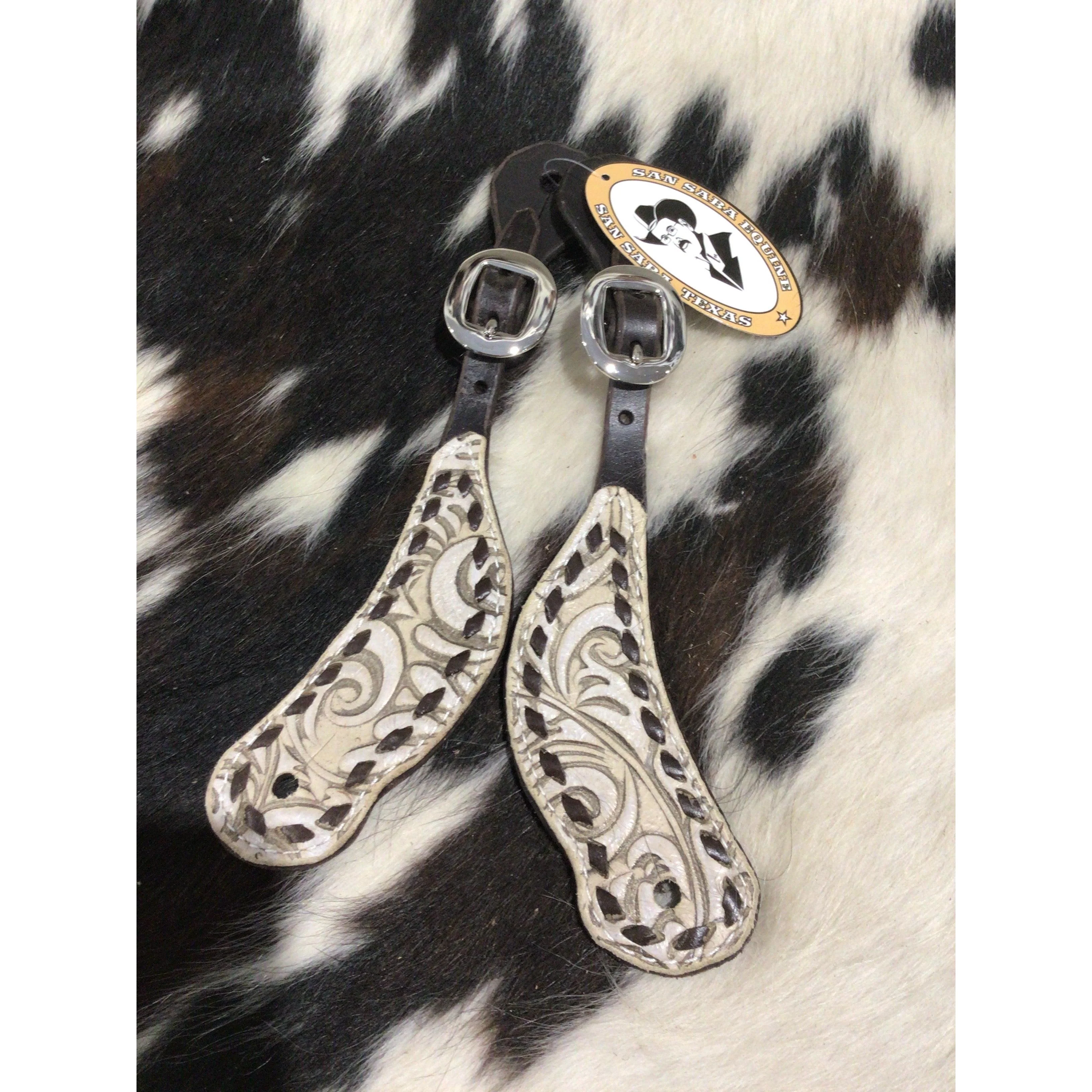 San Saba Shaped Spur Strap w/Floral Print & Buckstitch - Image 3