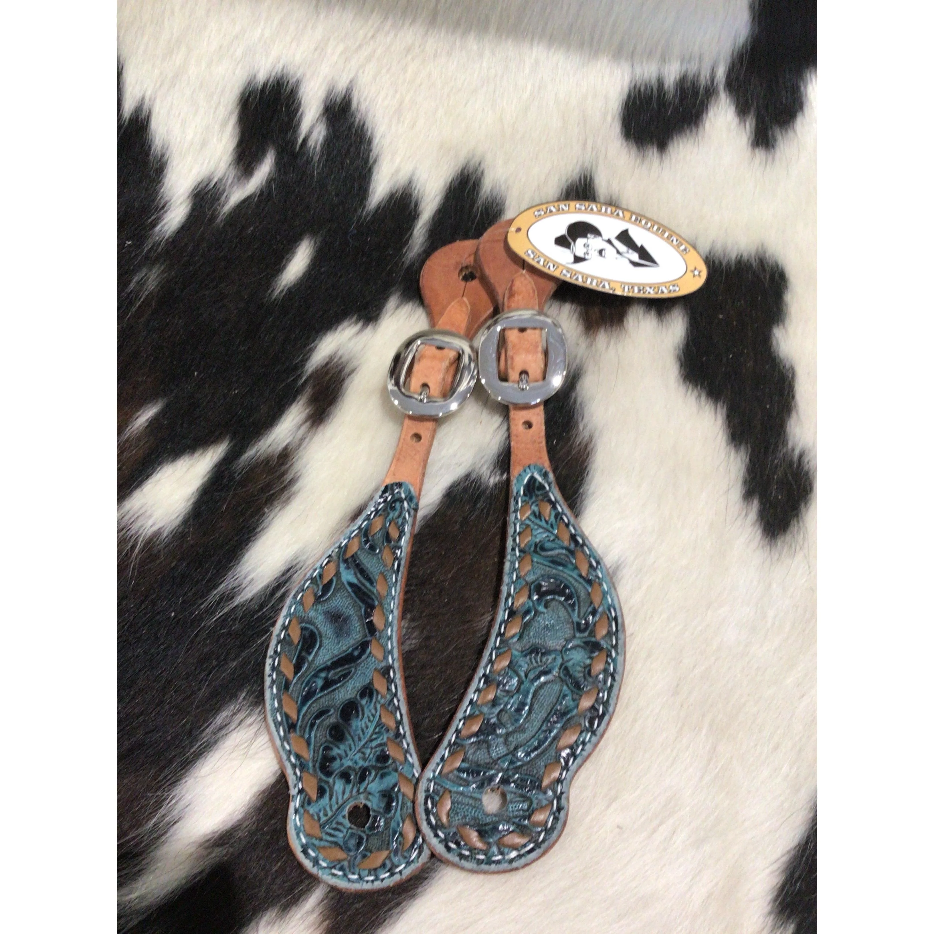 San Saba Shaped Spur Strap W/ Floral Print & Buckstitch - Image 2