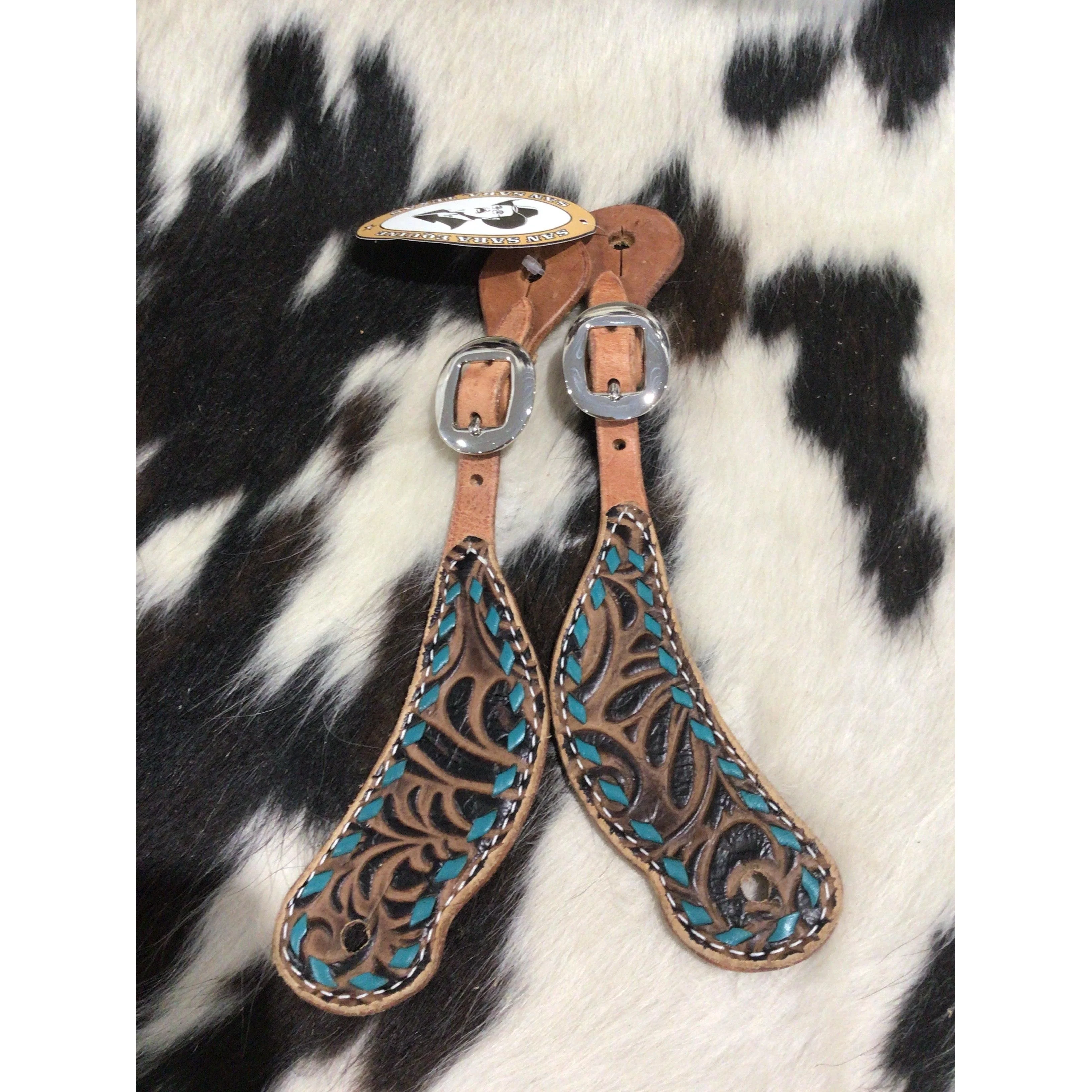 San Saba Shaped Spur Strap W/ Floral Print & Buckstitch - Image 3