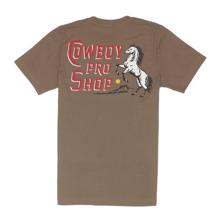 Sendero Men's Cowboy Pro Shop Short Sleeve Tee Shirt - Light Brown
