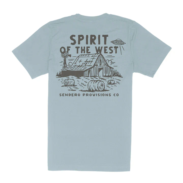 Sendero Unisex High Plains Short Sleeve Tee Shirt - Sterling Blue