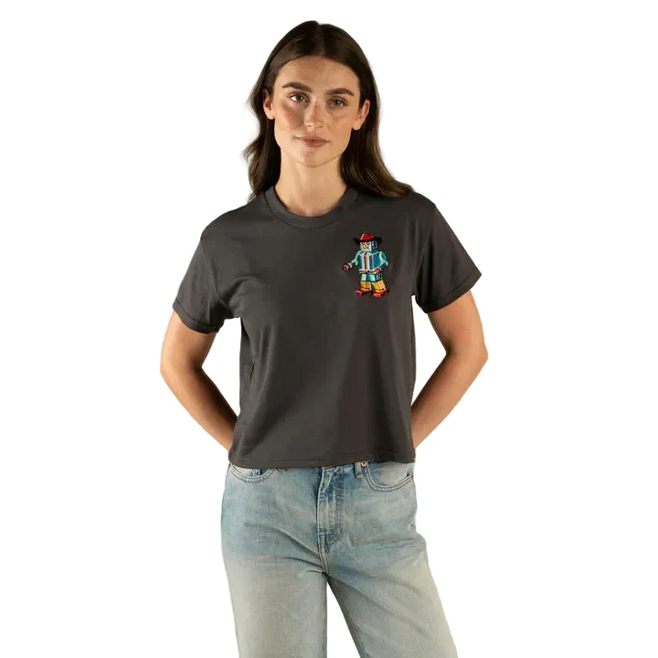 Sendero Women's Dancer Cowboy Boxy Tee Shirt - Vintage Black