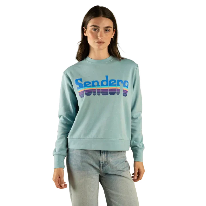 Sendero Women's Retro Logo Drop Shoulder Sweatshirt - Steerling Blue
