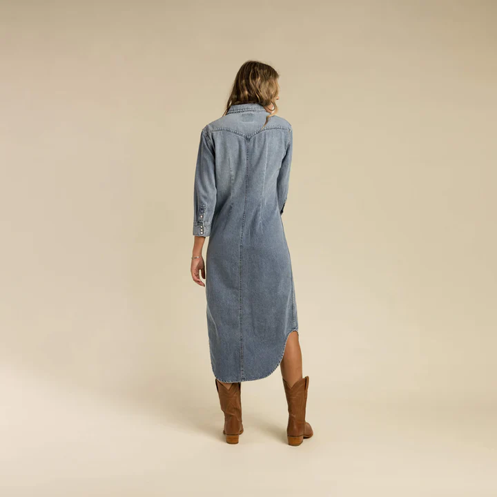 Sendero Women's The Annie Pearl Snap Shirt Dress - Classic Denim - Image 2