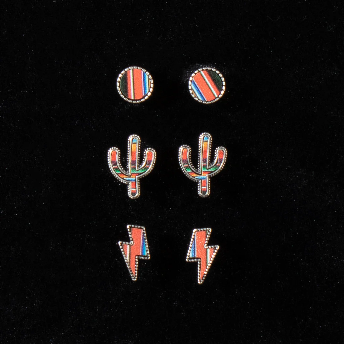 Silver Strike Women's Earrings Set - Serape