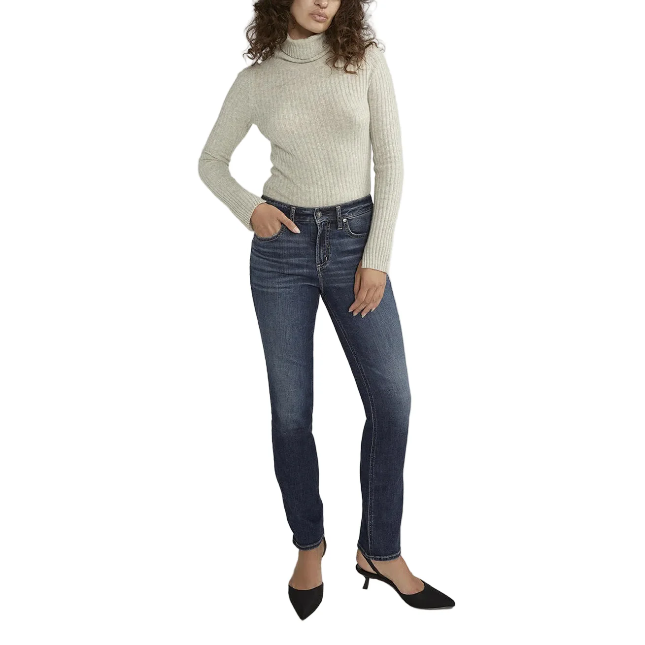 Silver Women's Avery High Rise Straight Leg Jeans - Indigo