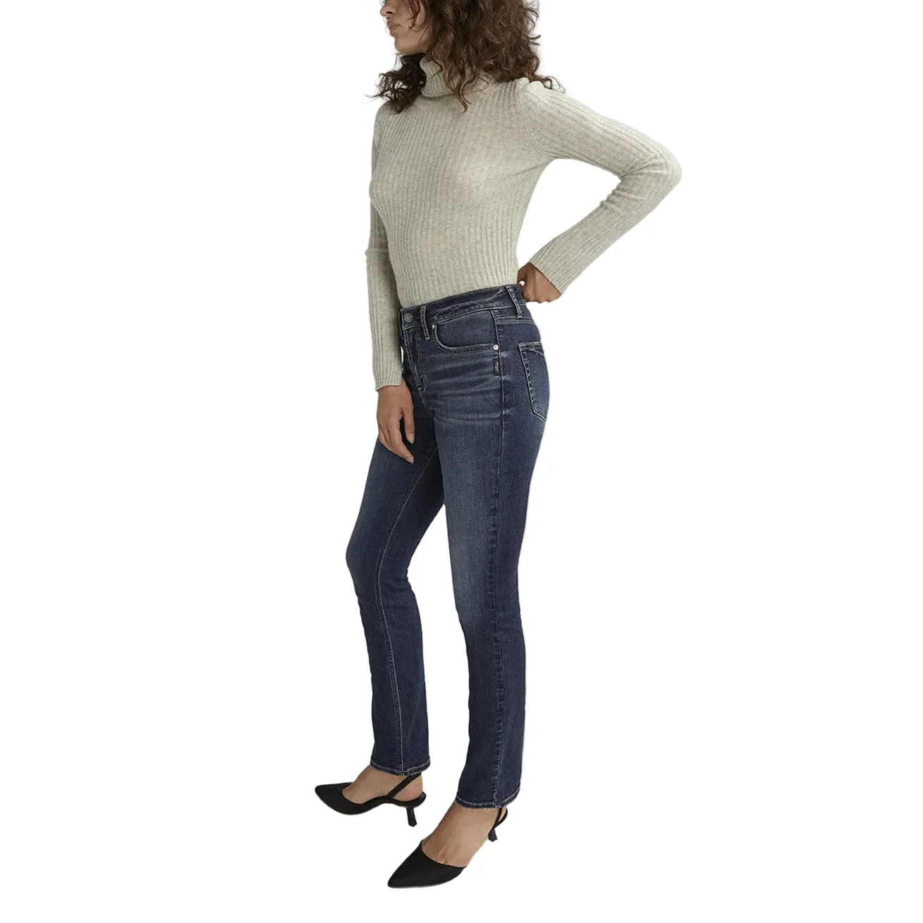 Silver Women's Avery High Rise Straight Leg Jeans - Indigo - Image 2