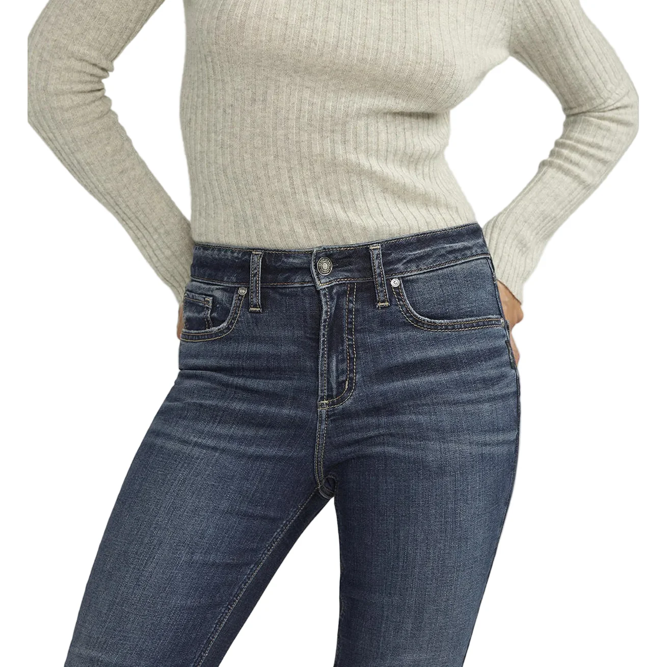 Silver Women's Avery High Rise Straight Leg Jeans - Indigo - Image 4