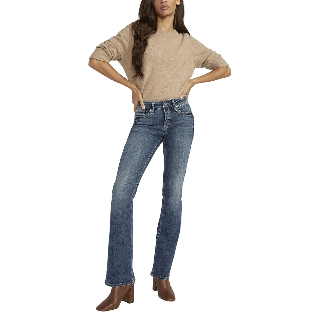 Silver Women's Elyse Mid Rise Bootcut Jeans - Indigo