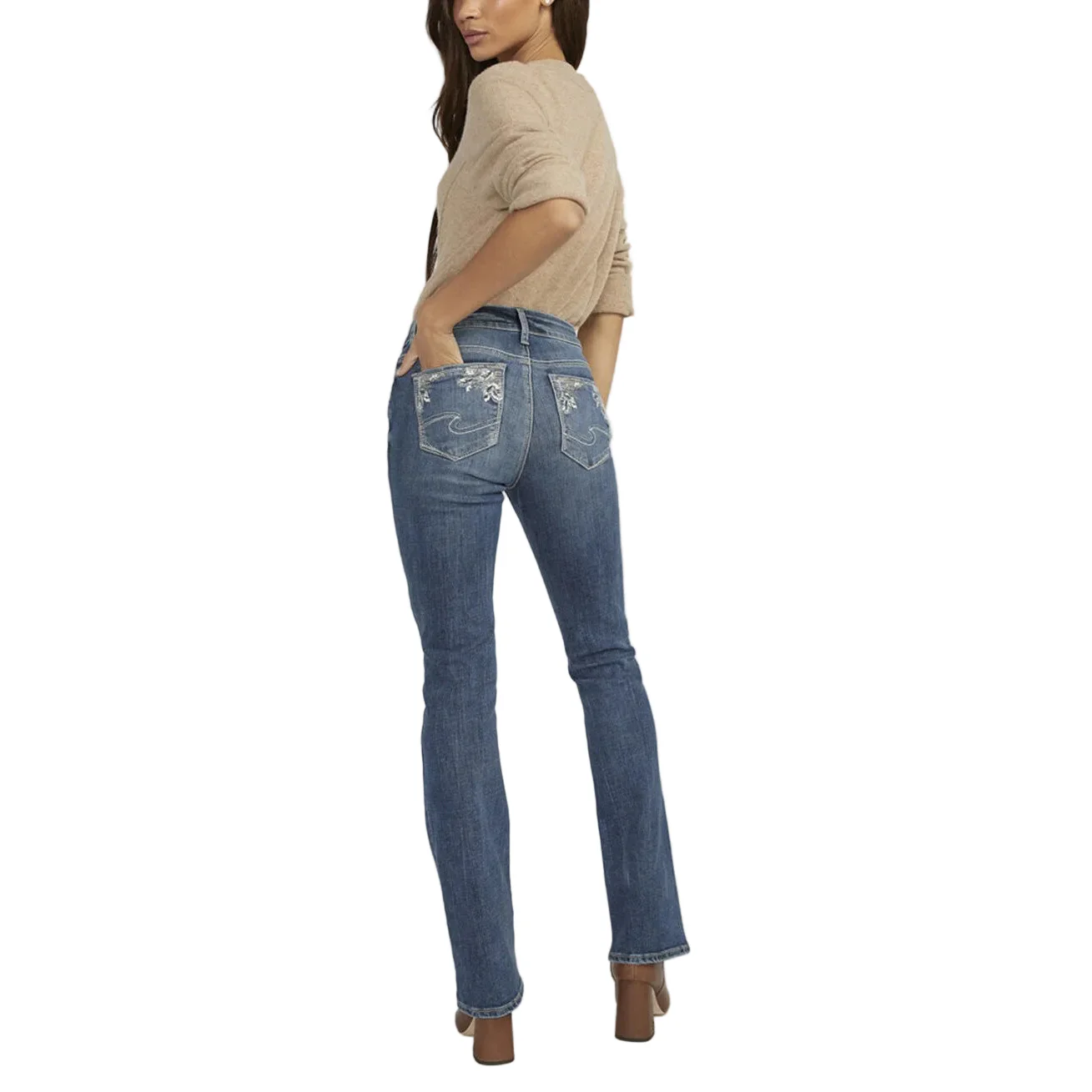 Silver Women's Elyse Mid Rise Bootcut Jeans - Indigo - Image 2