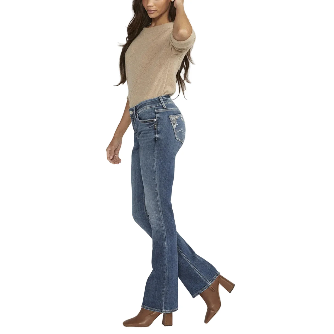 Silver Women's Elyse Mid Rise Bootcut Jeans - Indigo - Image 3