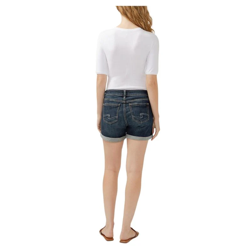 Silver Women's Elyse Mid Rise Luxe Stretch Shorts- Indigo - Image 2