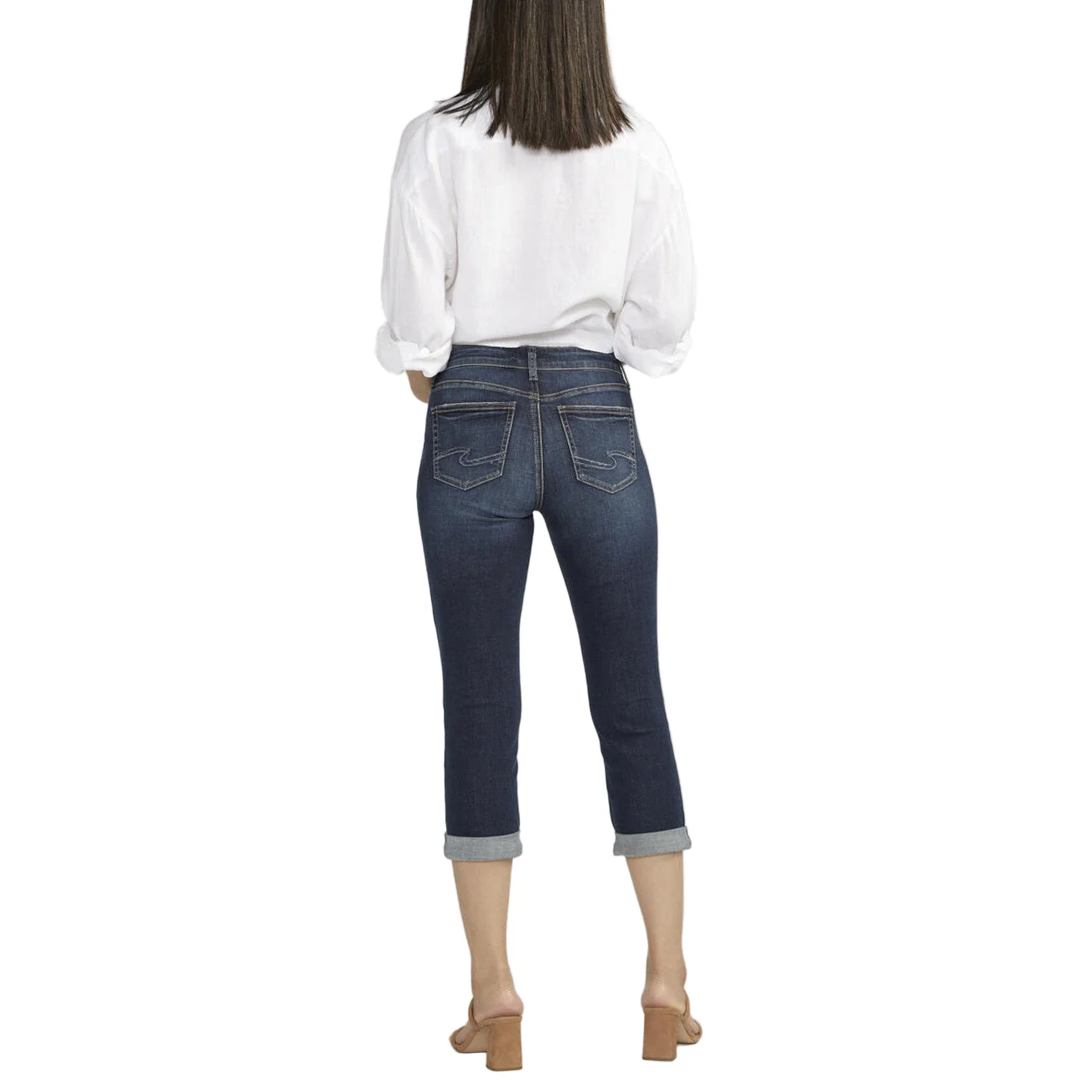 Silver Women's Suki Mid Rise Luxe Stretch Capris - Medium/Dark Wash - Image 2