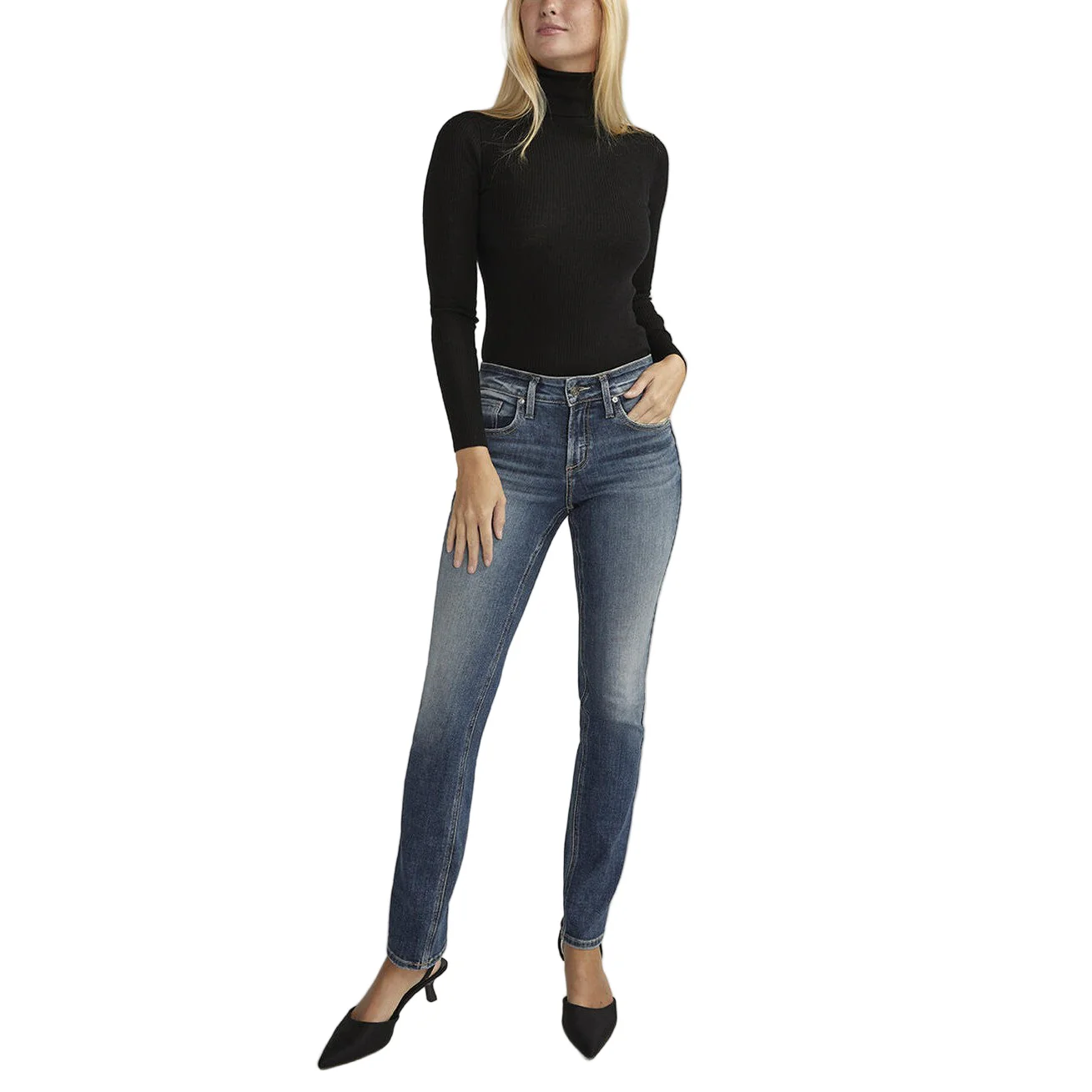 Silver Women's Suki Mid Rise Straight Leg Jeans - Indigo
