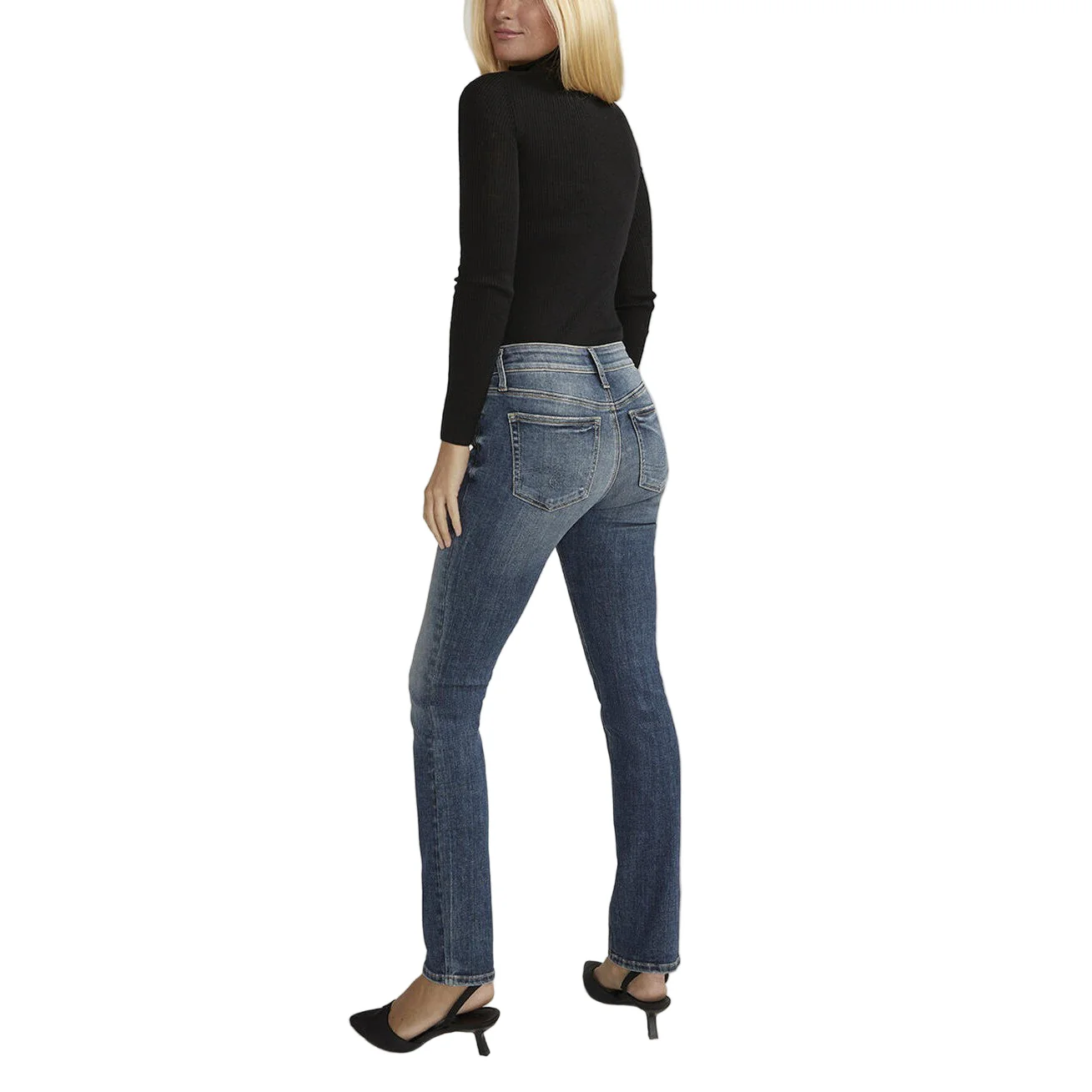 Silver Women's Suki Mid Rise Straight Leg Jeans - Indigo - Image 3