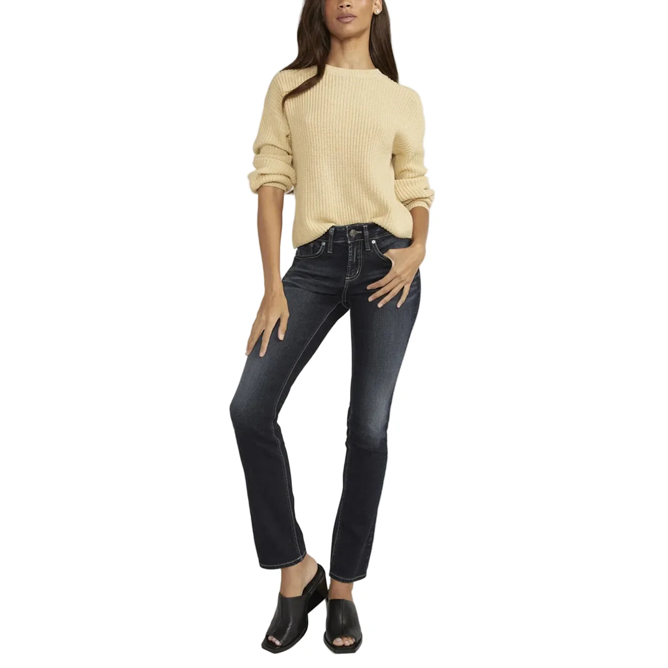 Silver Women's Suki Mid Rise Straight Leg Jeans - Indigo