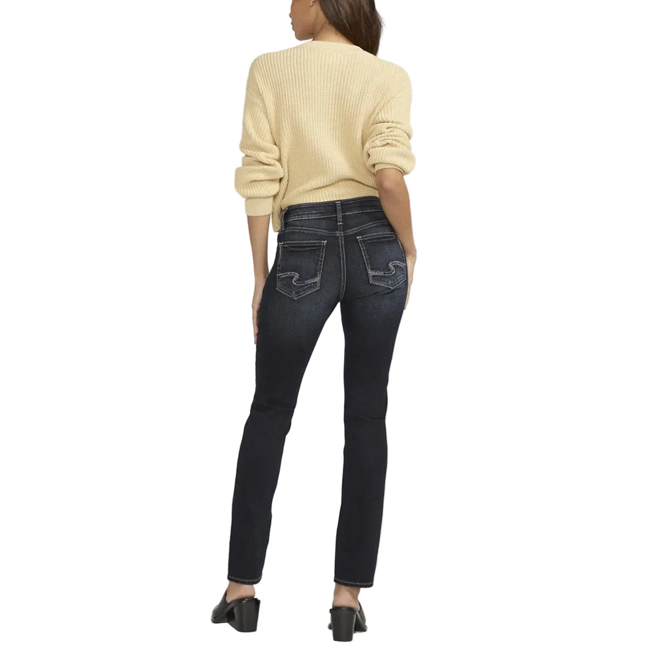 Silver Women's Suki Mid Rise Straight Leg Jeans - Indigo - Image 2