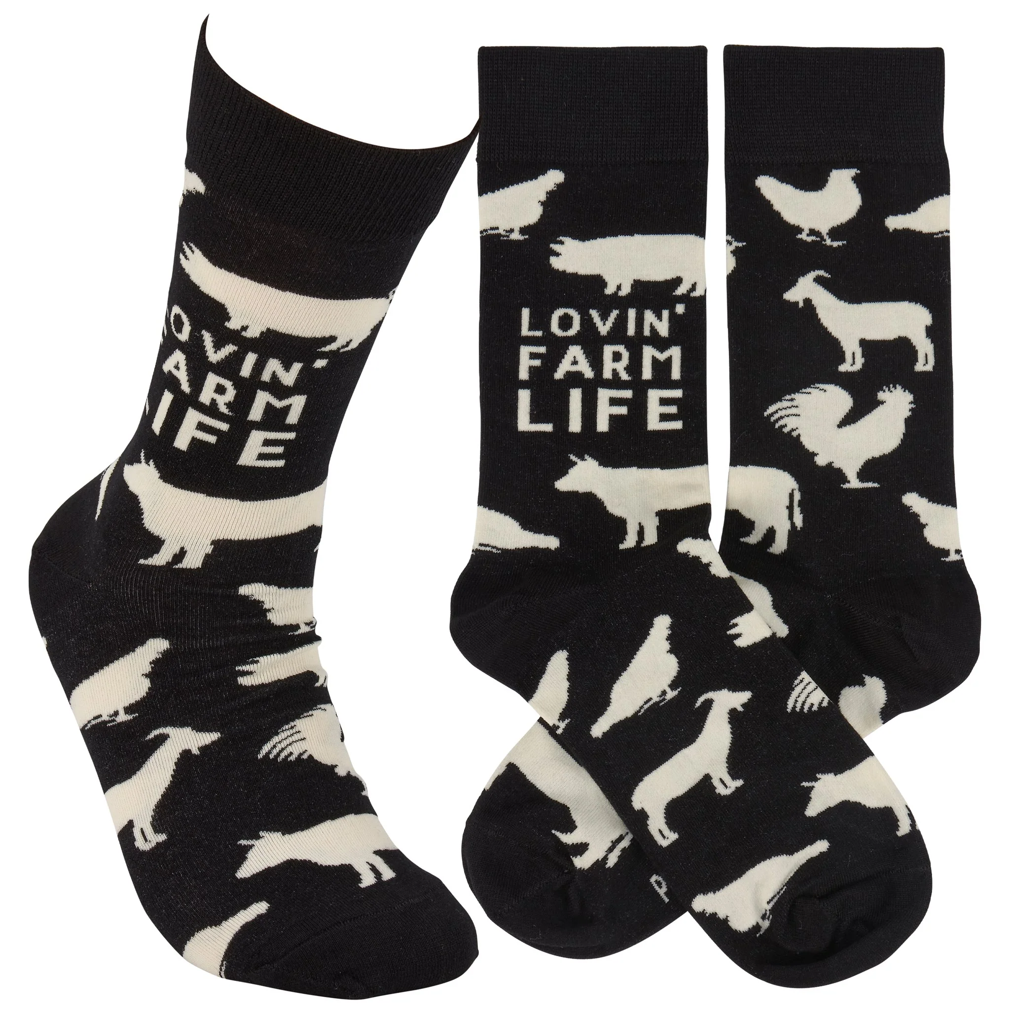 Socks - Farm Life - Black/White