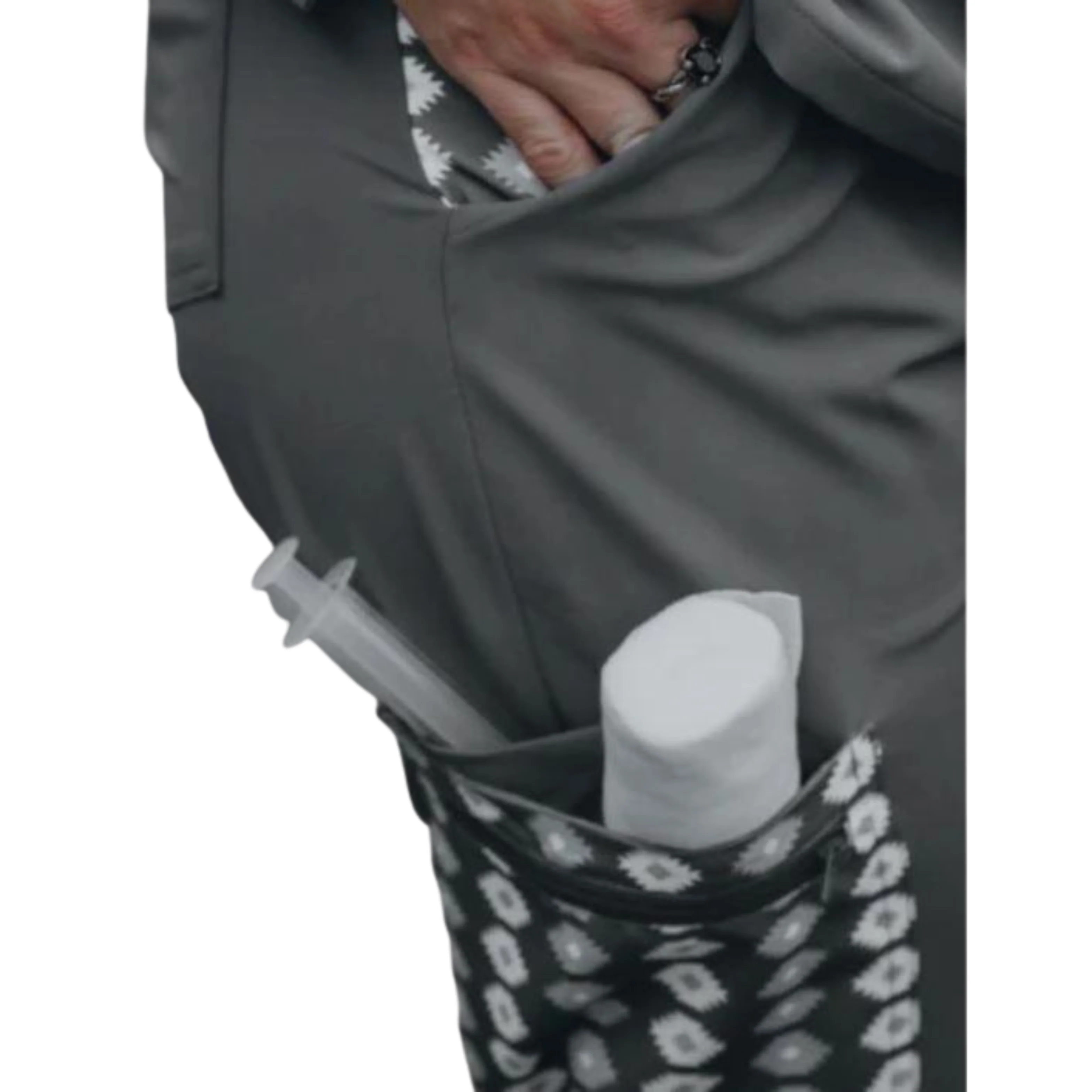 Spurrin' Scrubs Aztec Jogger Pants - Grey - Image 2