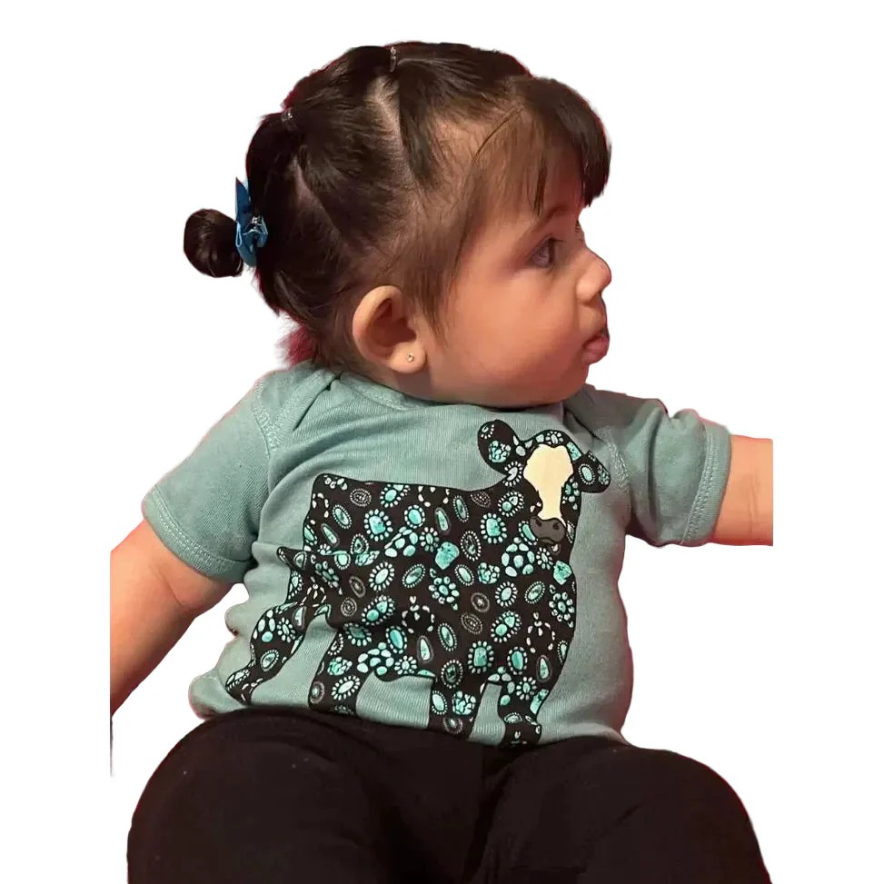 Sterling Kreek Concho Steer Baby Onsie - Light Blue - Image 2