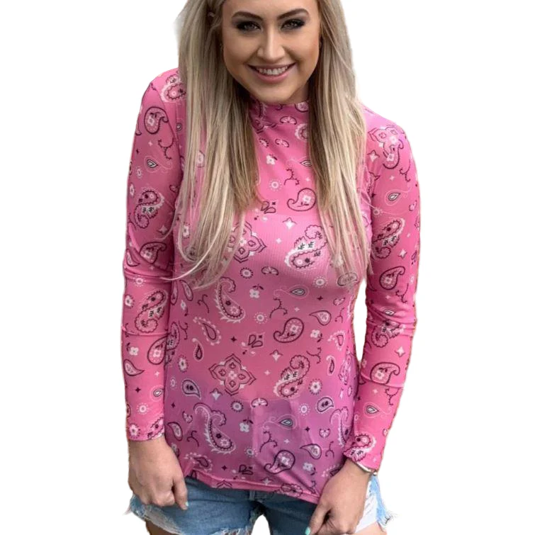 Sterling Kreek Women's Bandana Babe Mesh Long Sleeve Shirt- Multiple Colors - Image 3