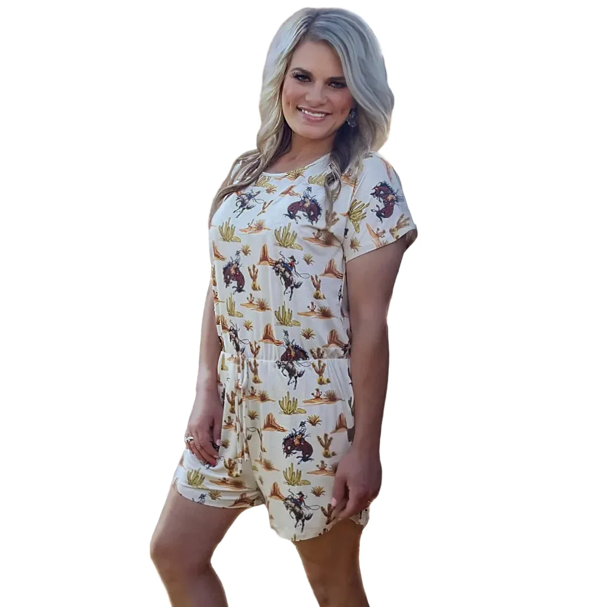 Sterling Kreek Women's Down in the Desert Romper- Cream
