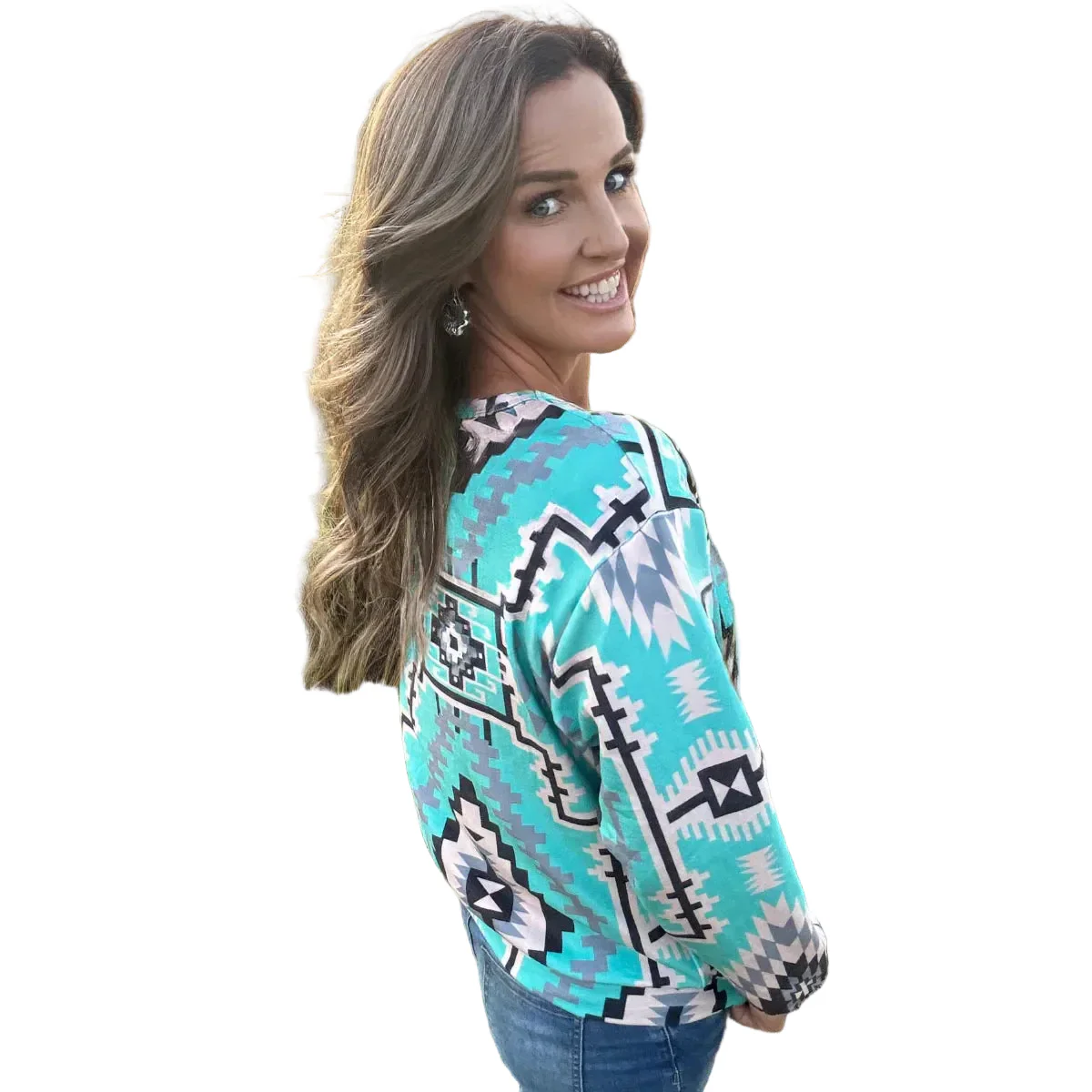 Sterling Kreek Women's Long Sleeve Blue Ridge Shirt - Turquoise - Image 2