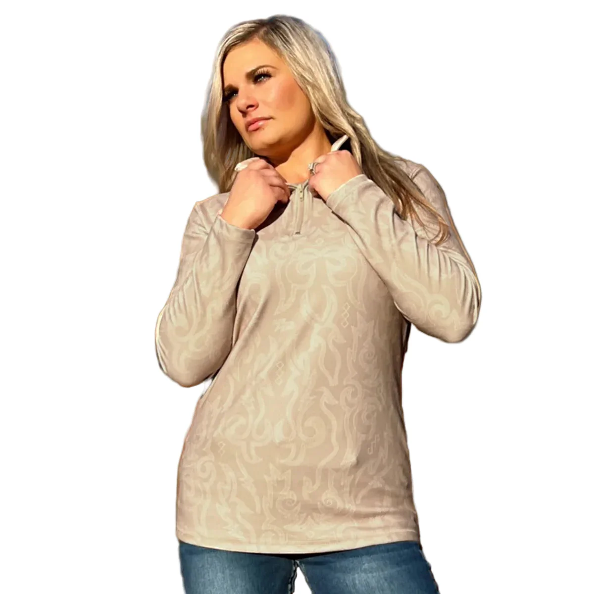 Sterling Kreek Women's Long Sleeve The Dusty Roads Pullover - Tan