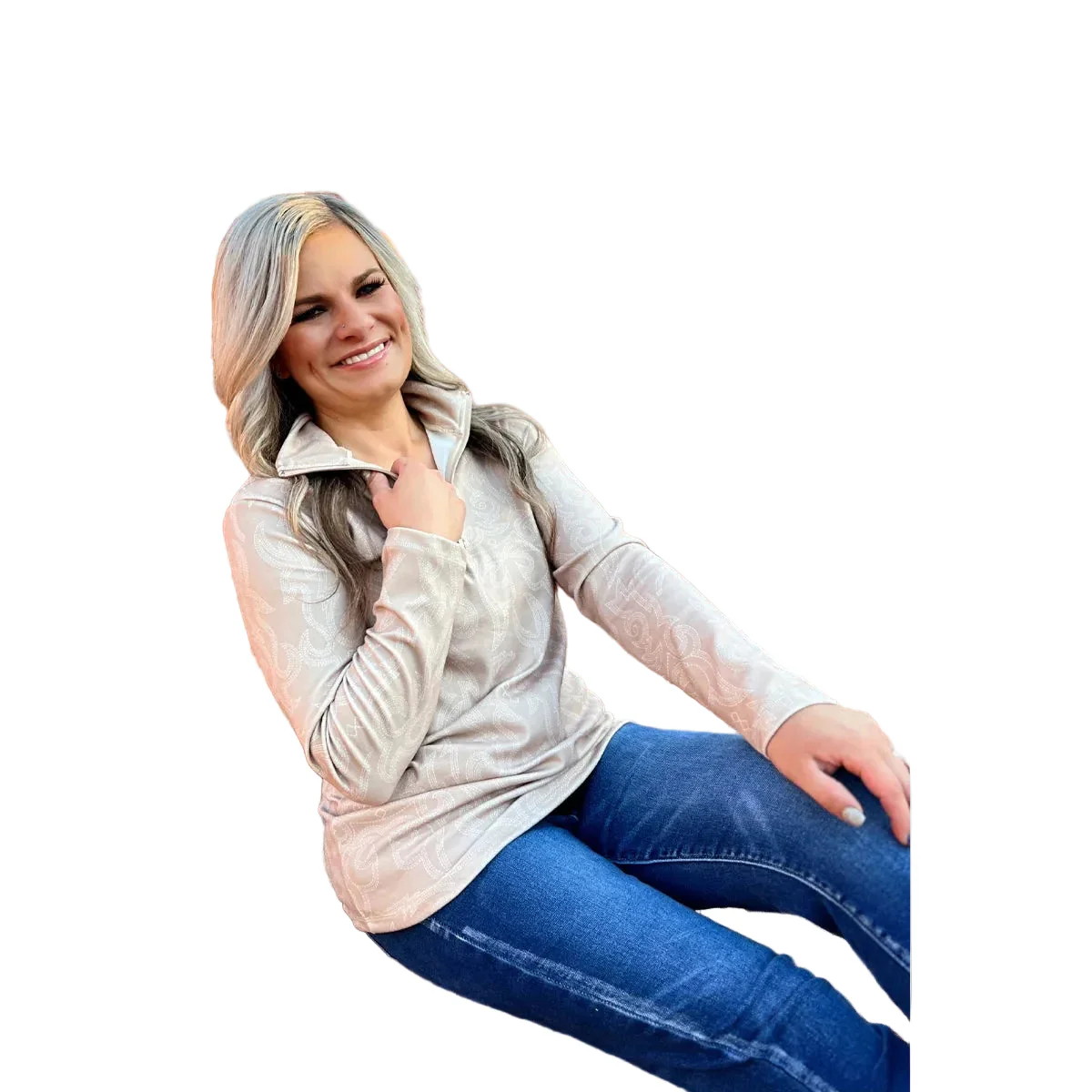 Sterling Kreek Women's Long Sleeve The Dusty Roads Pullover - Tan - Image 3