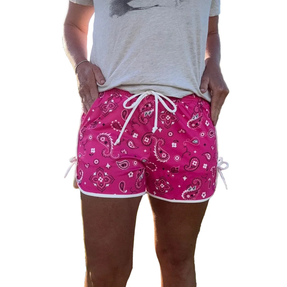 Sterling Kreek Women's Long Bandana Babe Shorts - Hot Pink