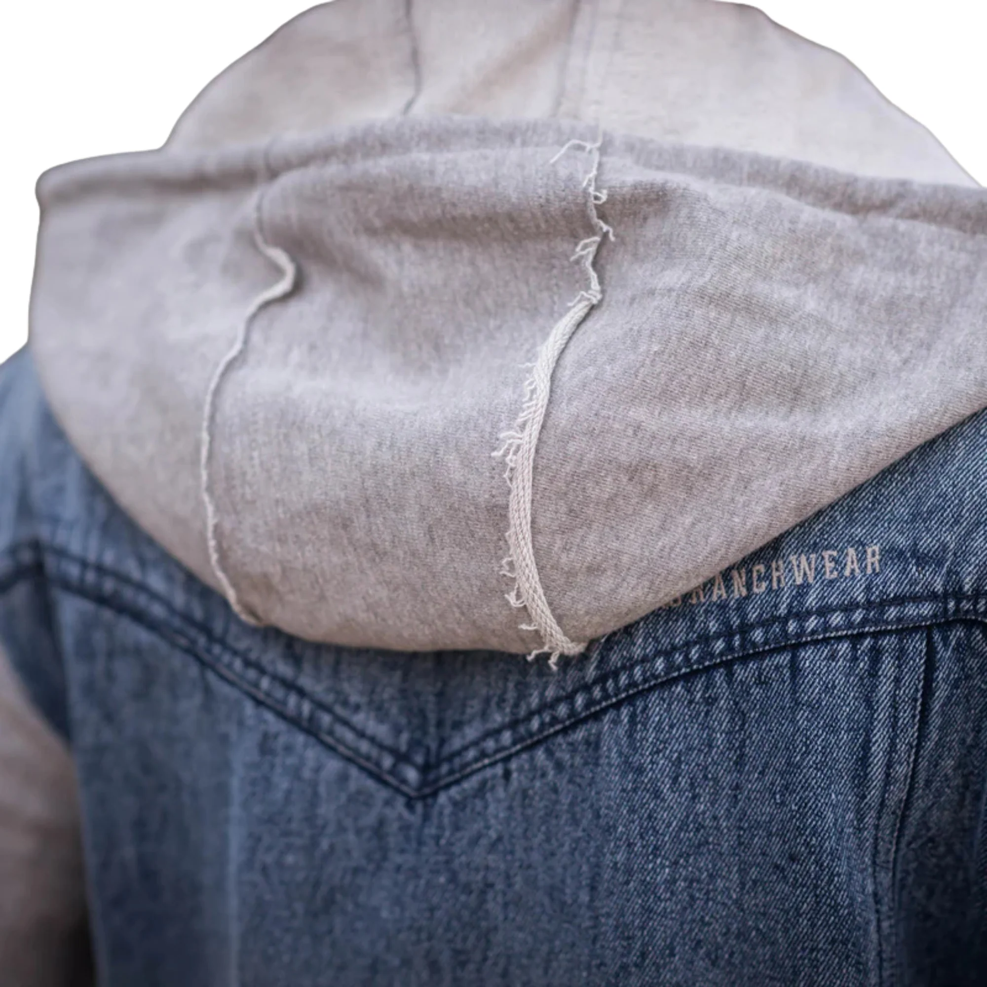 STS Ladies Cassie Jo Denim Jacket with Grey Knit Sleeves - Blue/Grey - Image 2