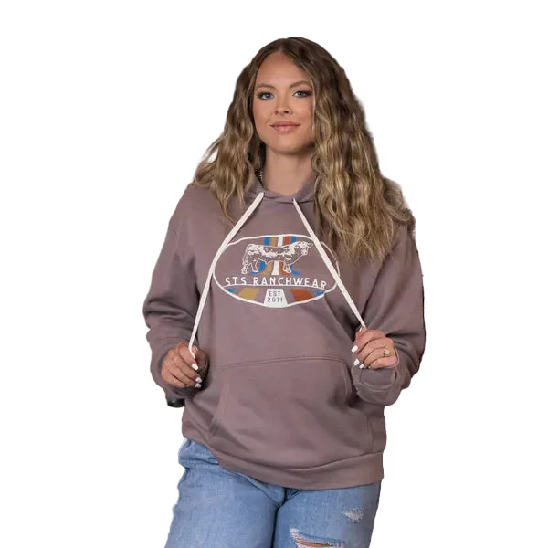STS Ladies Oval Bull Long Sleeve Hoodie - Light Grey - Image 2