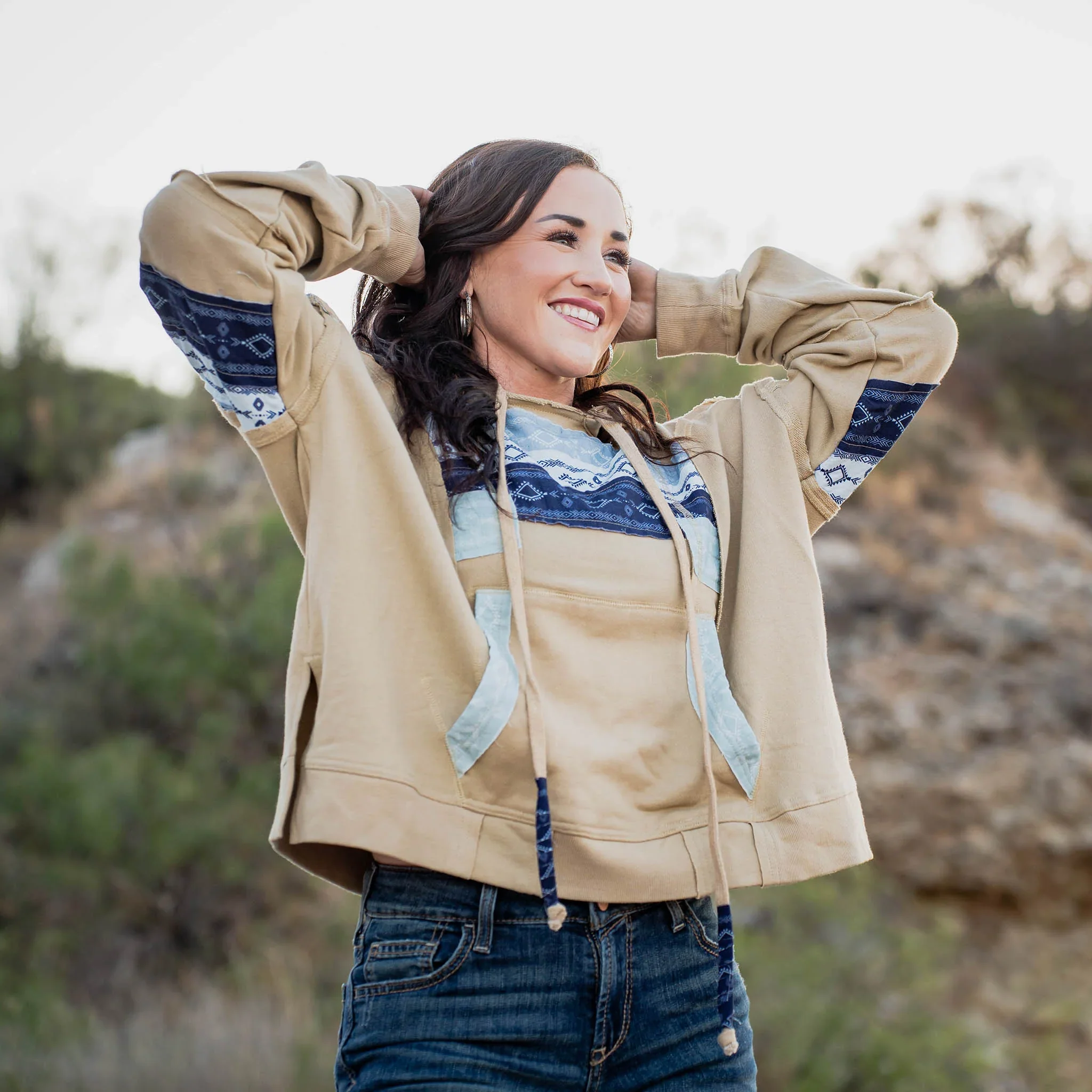 STS Ladies Poppy Pullover Long Sleeve Hoodie - Bone - Image 3
