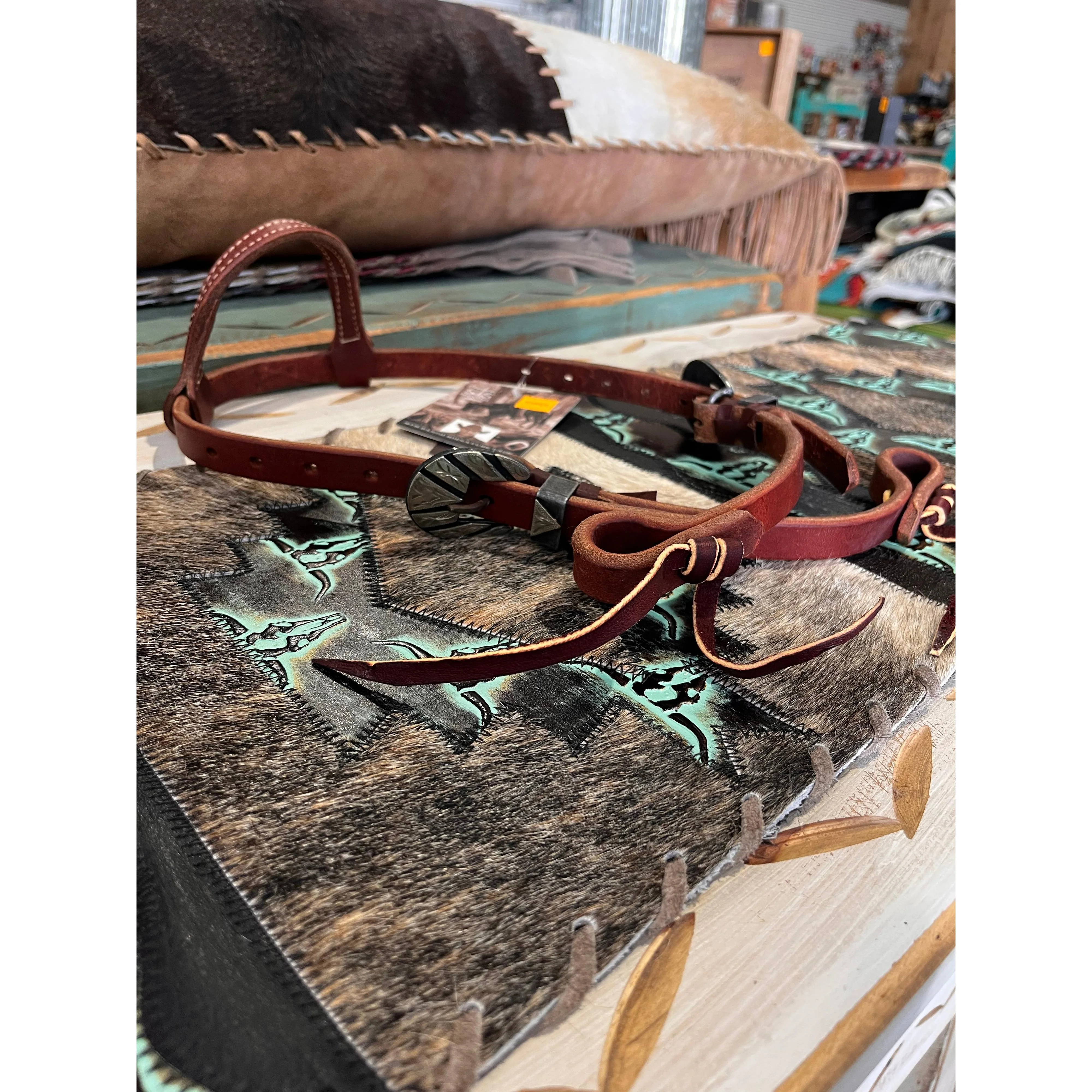 STS Ranch Signature Tack Harness Leather Sliding Ear 3/4" Headstall
