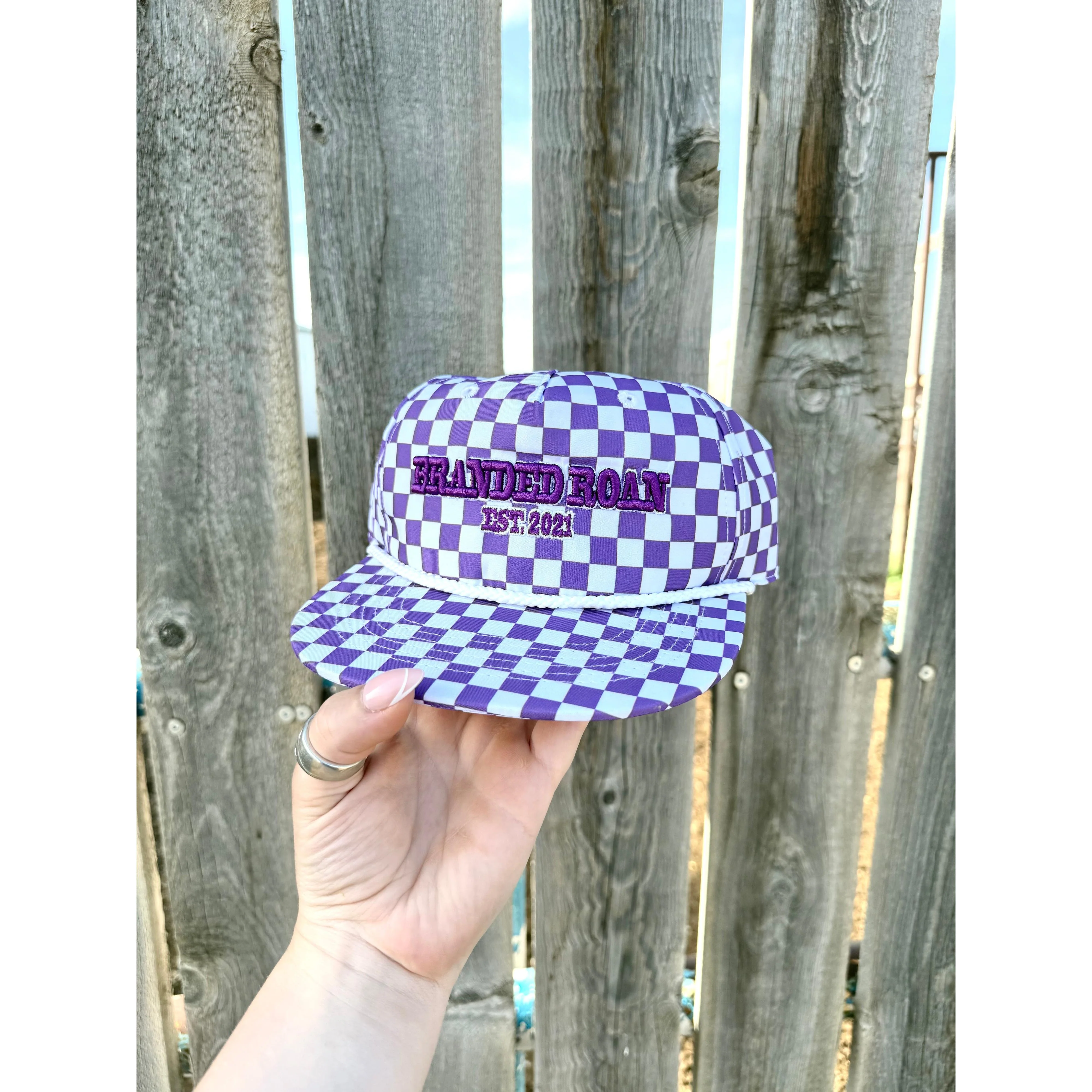 The Branded Roan  Purple Check Ballcap