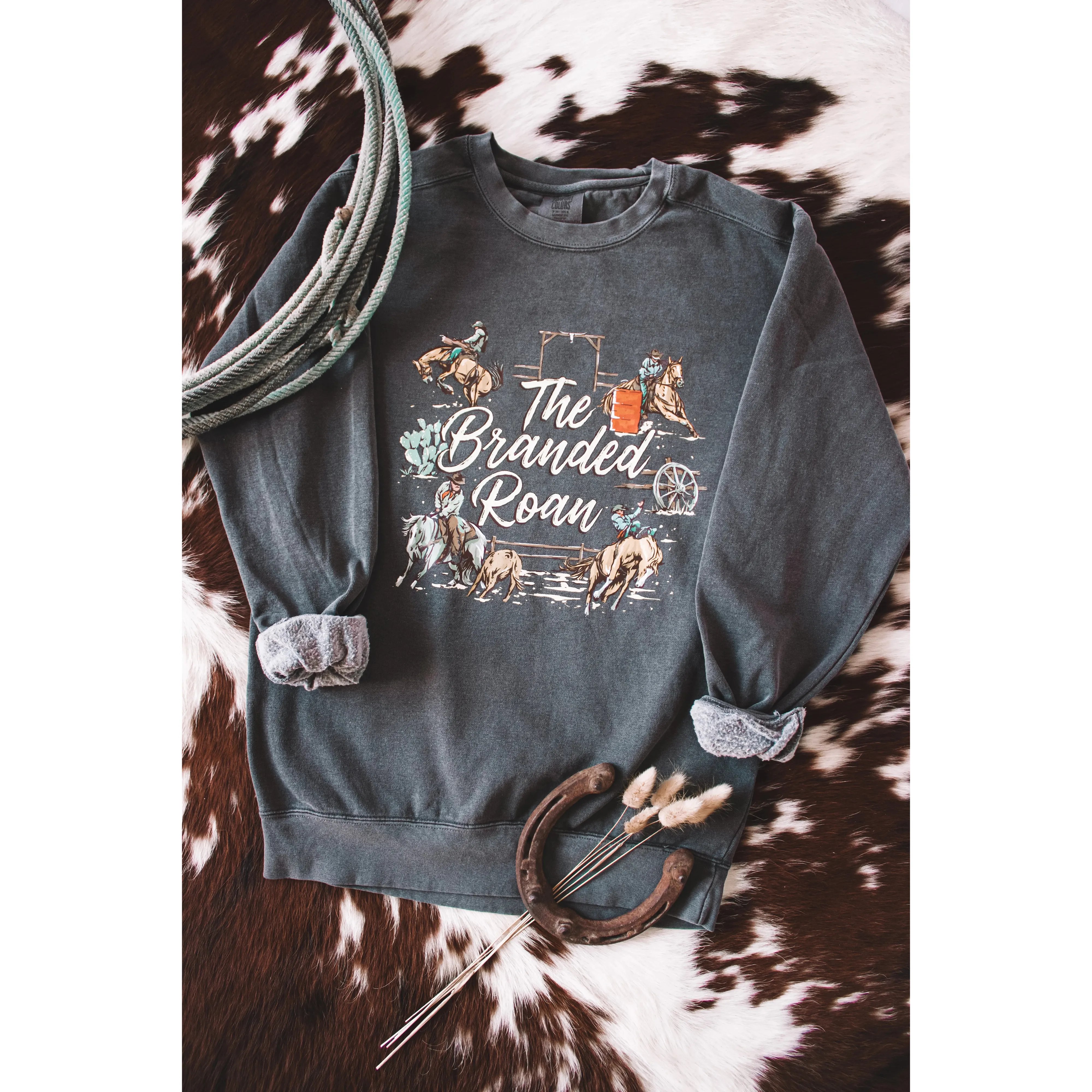 The Branded Roan Apparel Rodeo Days Crewneck-Pepper