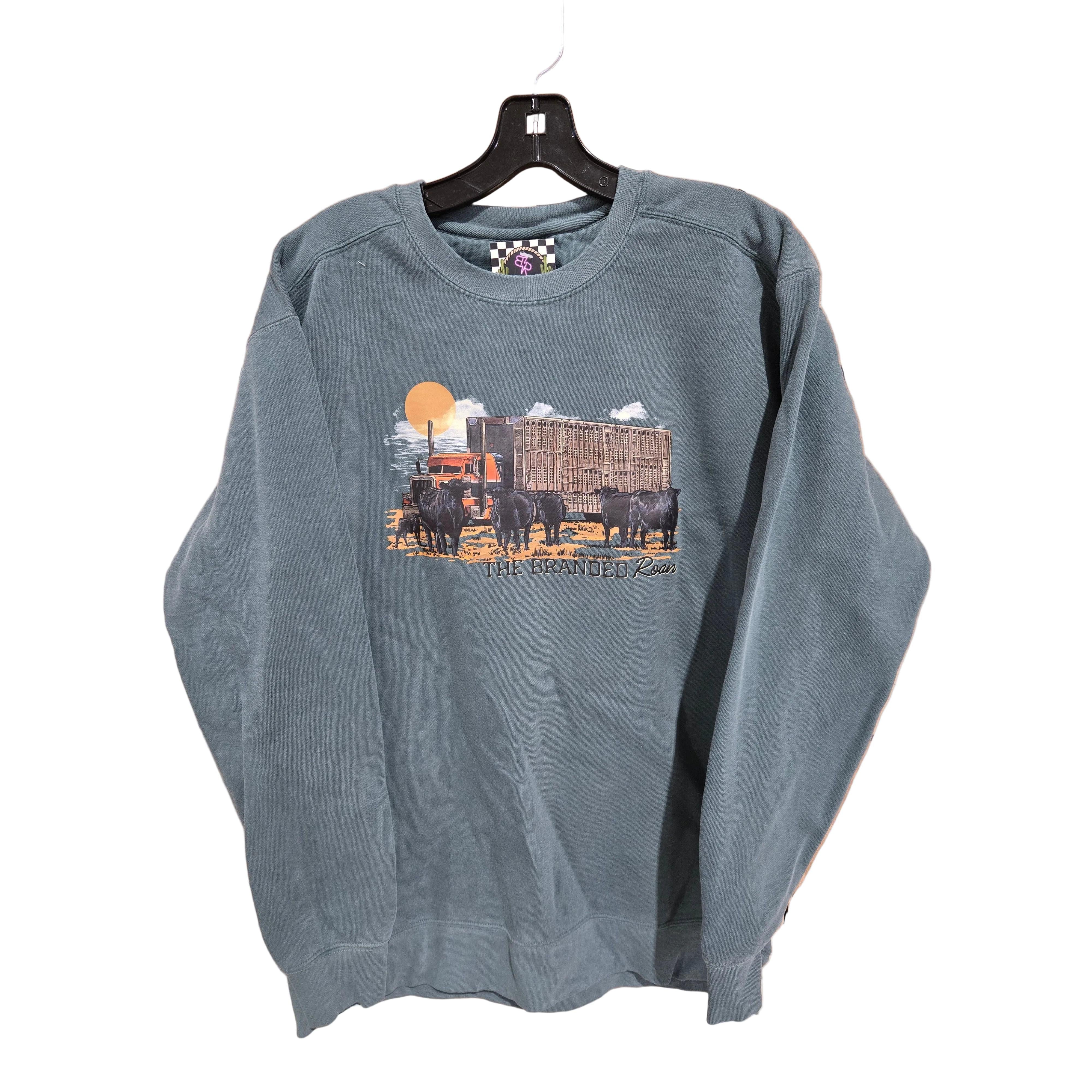 The Branded Roan Ranch Route Crewneck Shirt - Blue Spruce
