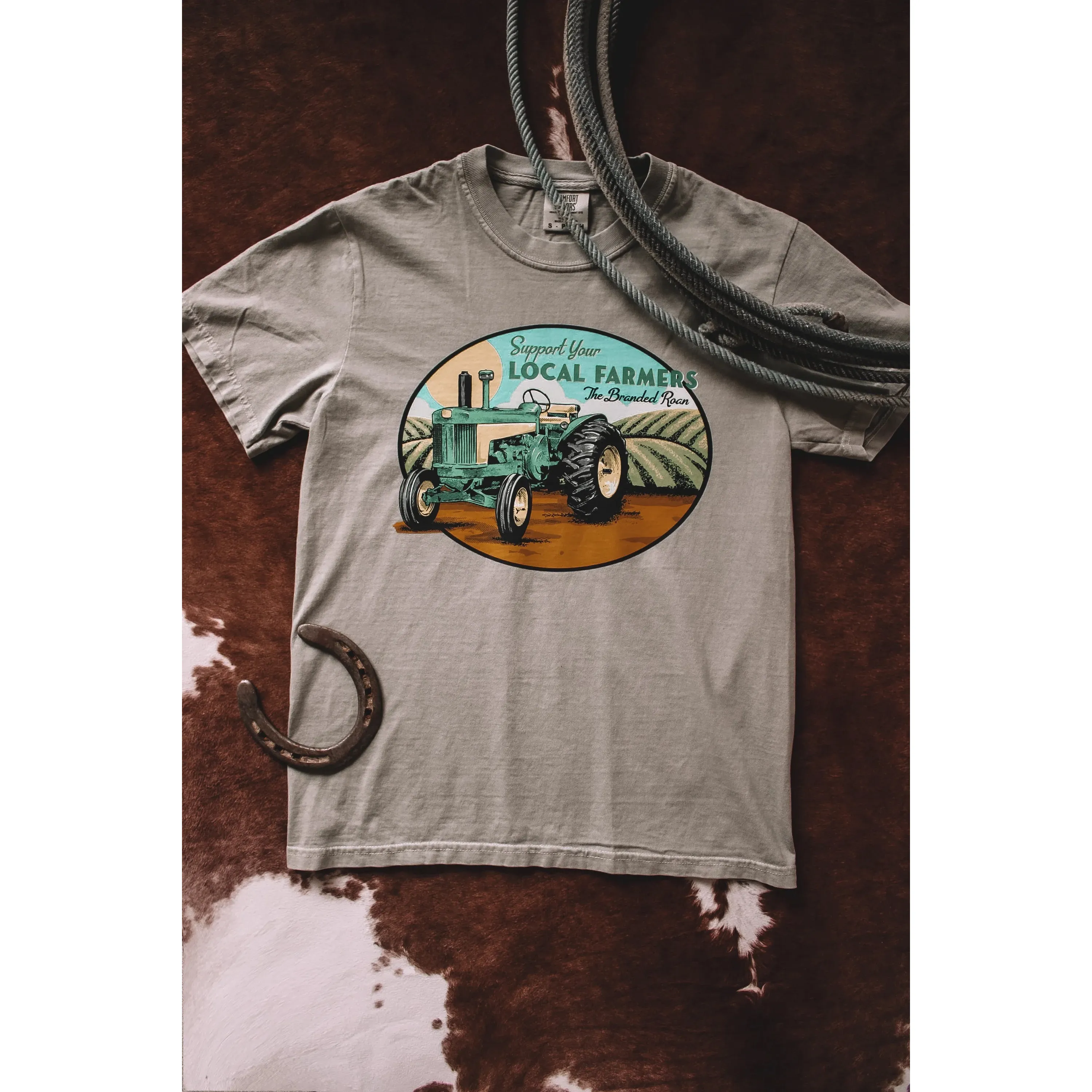 The Branded Roan Apparel Support Your Local Farmers T-Shirt-Sandstone