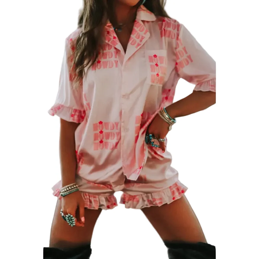 The Front Porch Western Pajama Set - Pink Howdy - Image 2