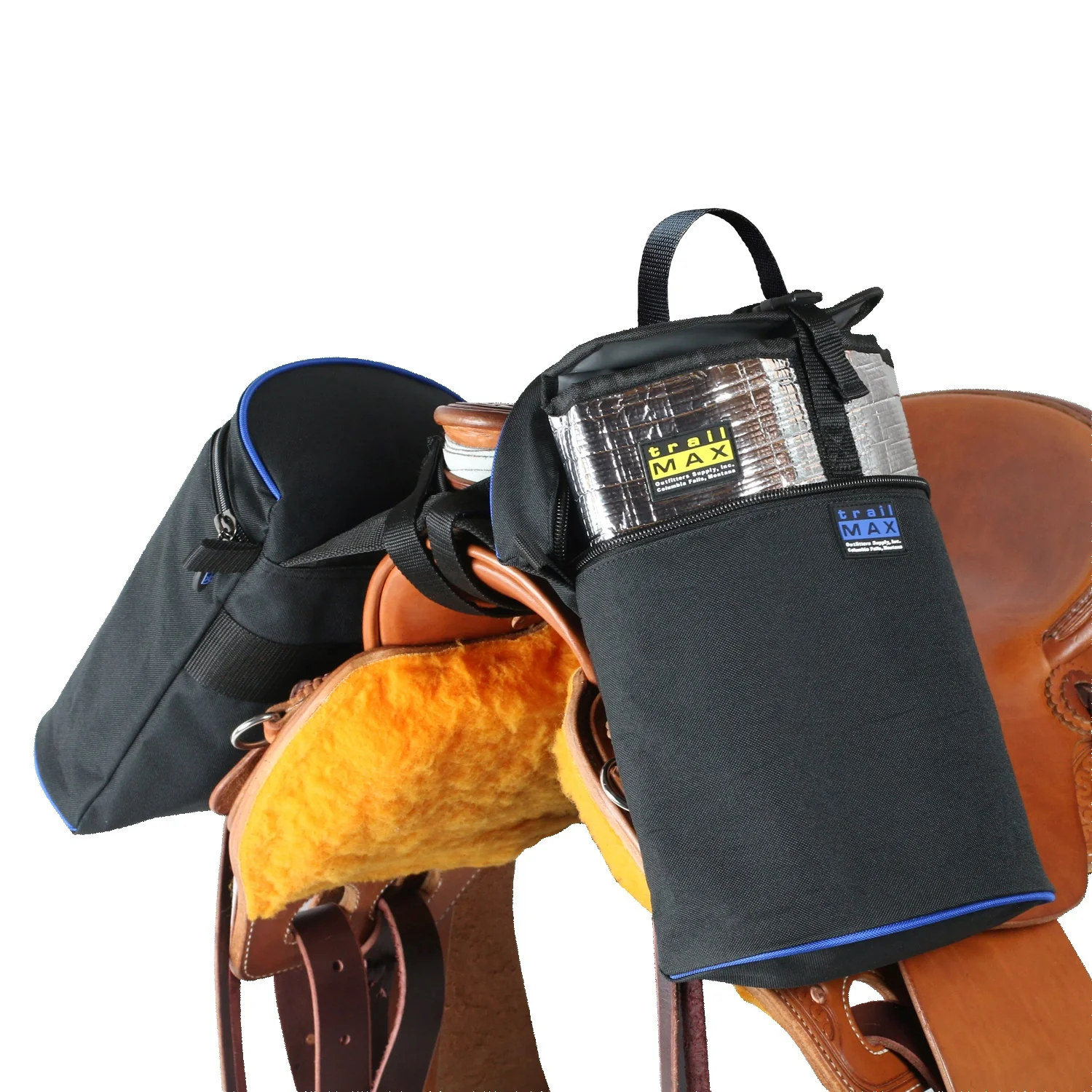 Trail Max Large horn/Pommel Bags With Colored Piping - Image 3