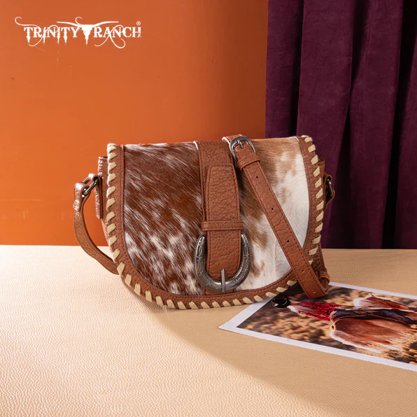 Trinity Ranch Western Hair On Cowhide Saddle Crossbody- Multiple Colours