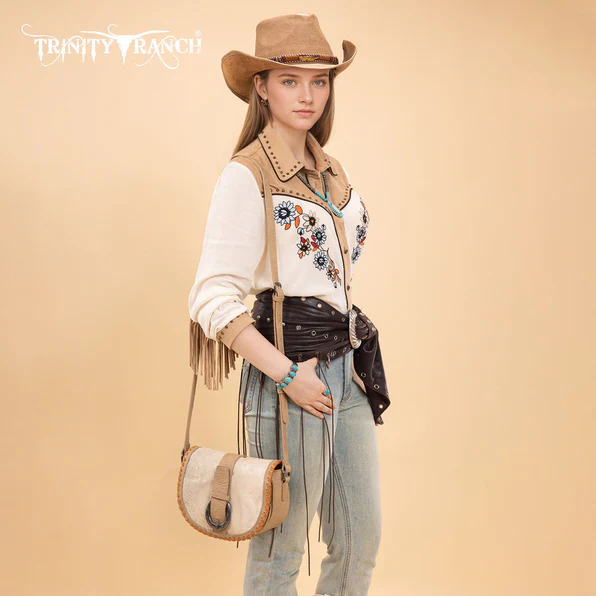 Trinity Ranch Western Hair On Cowhide Saddle Crossbody- Multiple Colours - Image 3