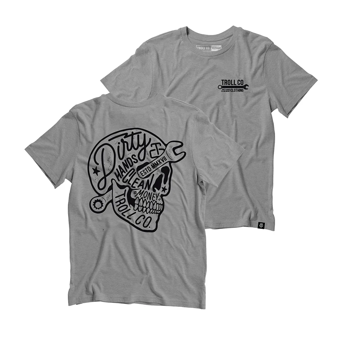 Troll Clothing Co Men's  Short Sleeve Molten Tee Shirt- Heather Grey
